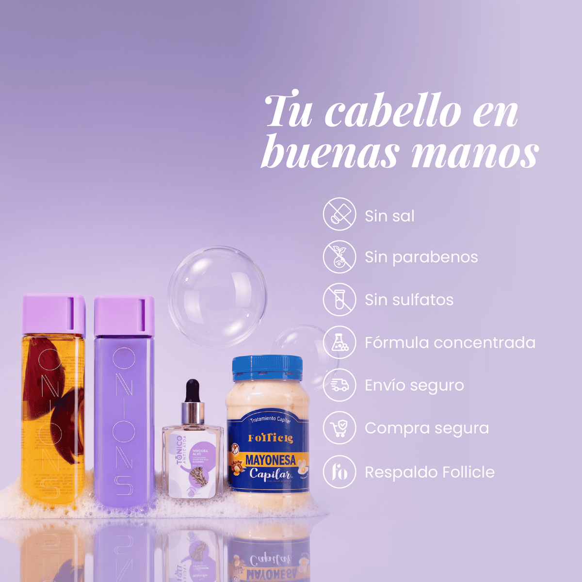 Shampoo, Acondicionador, Mayonesa y Tónico