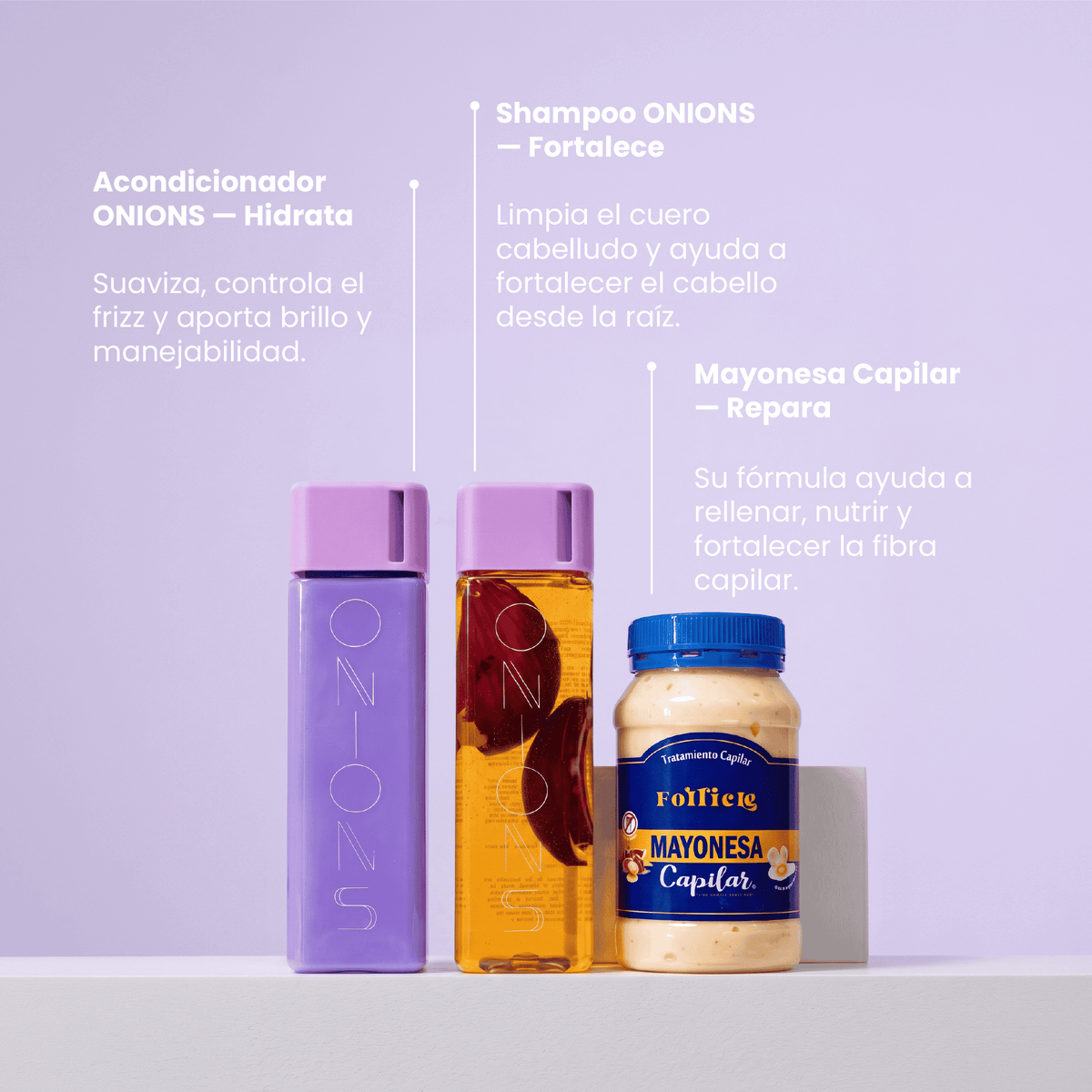 Shampoo, Acondicionador y Mayonesa
